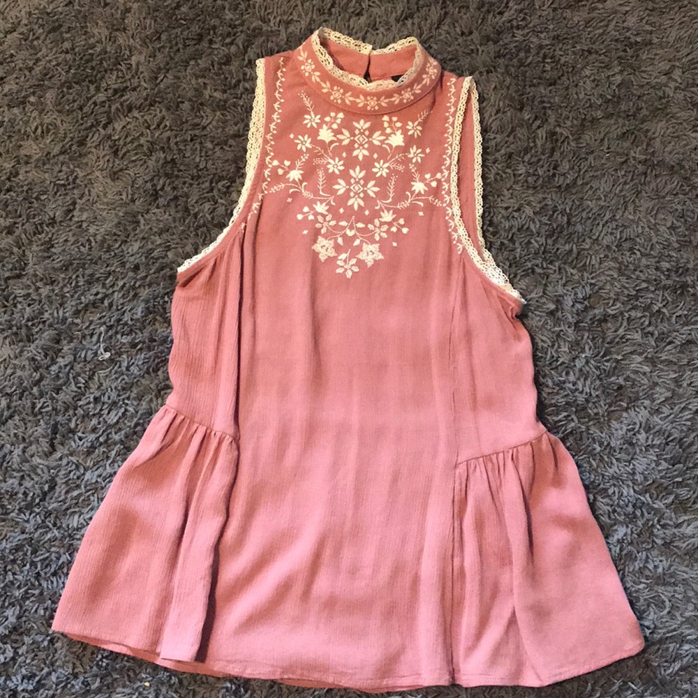 Pink with lace accents top